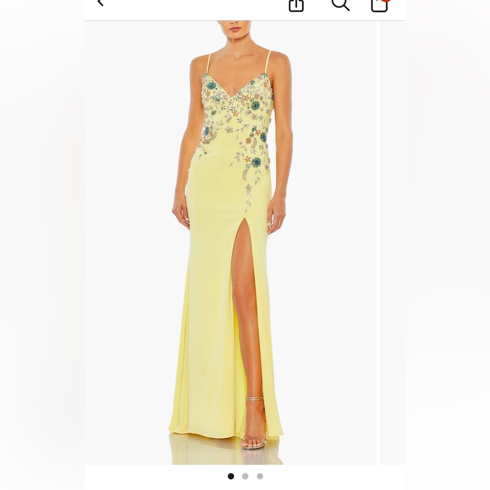 Mac Duggal Yellow Floral Maxi Dress